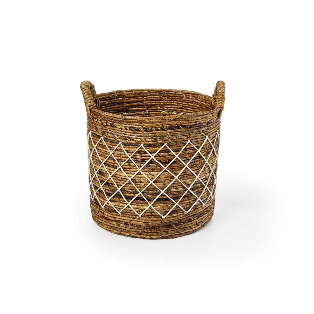 Set Of Three Round Open Banana Baskets With Ear Handles And Outside Pattern Like Image. Picture 4