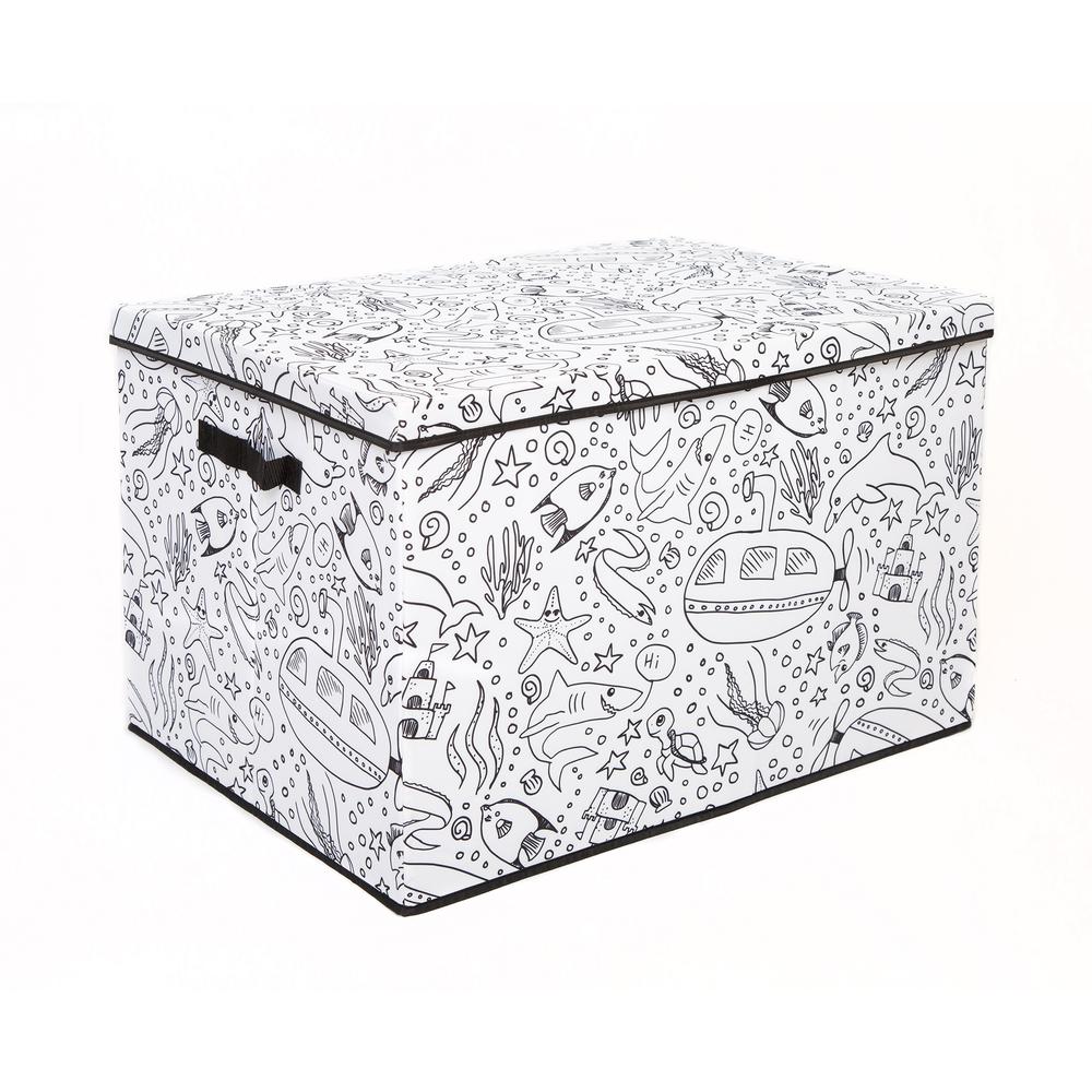 Kid's Coloring Medium Trunk with Lid and Removable Divider (includes 4 Pack Of Washable Markers) - Under Sea Print. Picture 2