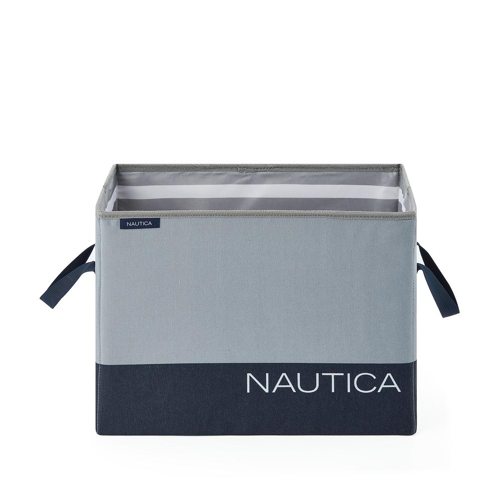 Nautica Foldable Rectangle Storage Bin (no lid) - Grey Block. Picture 1