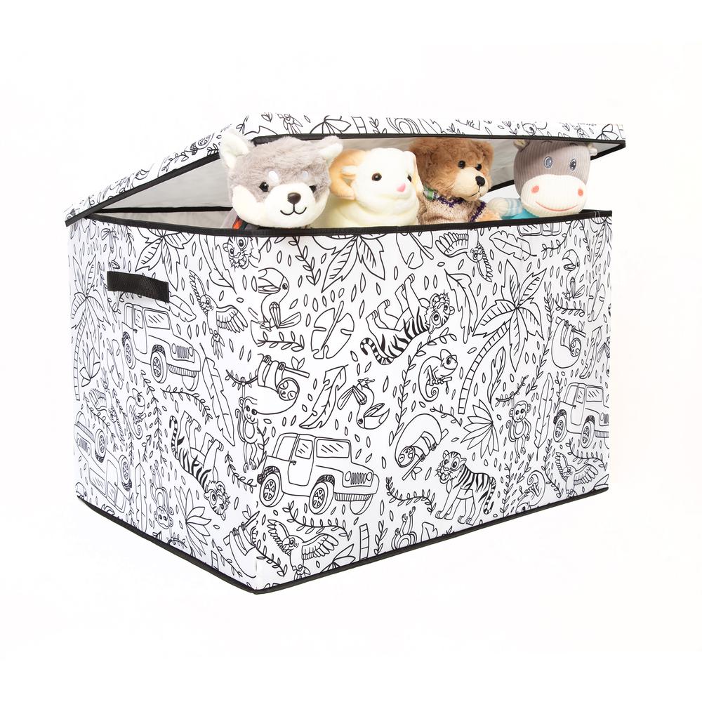 Kid's Coloring Large Trunk with Lid and Removable Divider (includes 4 Pack Of Washable Markers) - Jungle Print. Picture 3