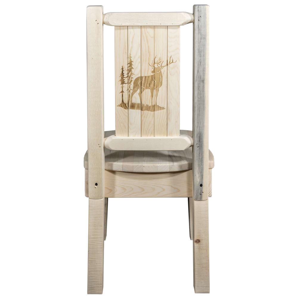 Homestead Collection Side Chair w/ Laser Engraved Elk Design, Clear Lacquer Finish. Picture 2