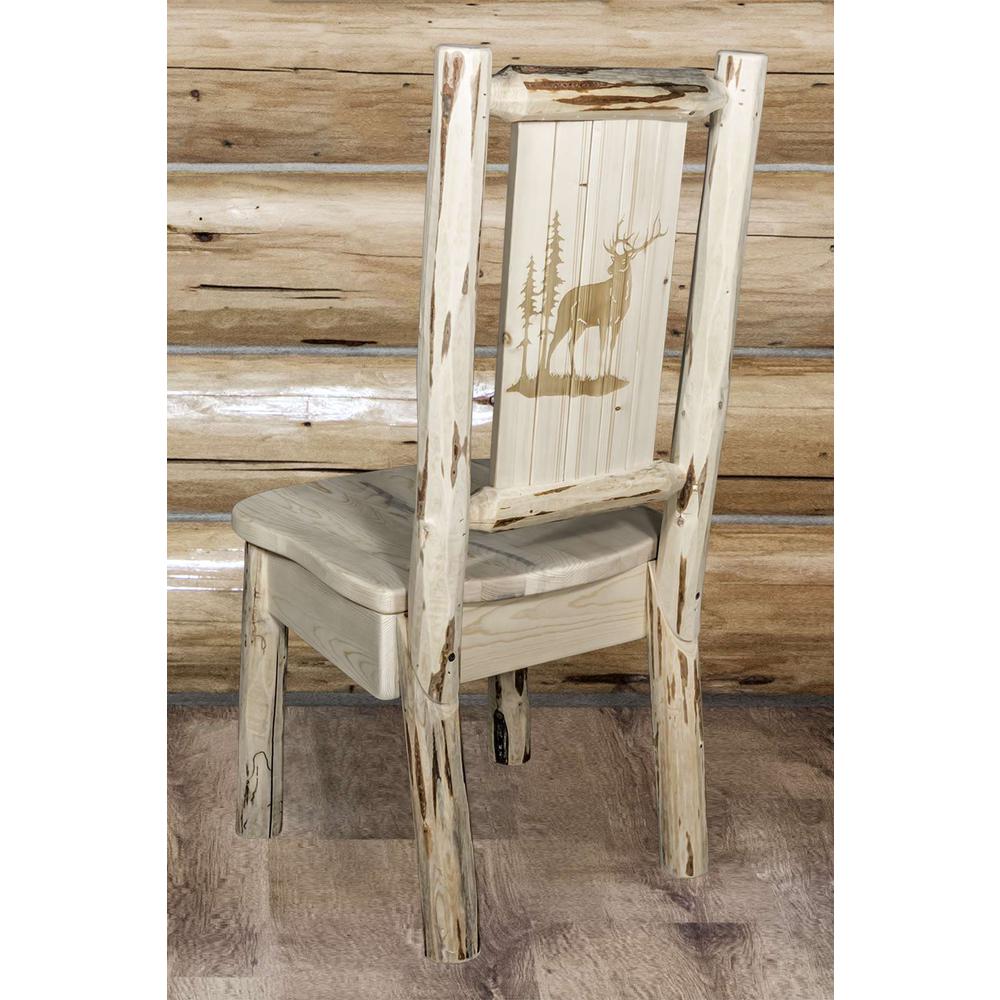 Montana Collection Side Chair w/ Laser Engraved Elk Design, Clear Lacquer Finish. Picture 6