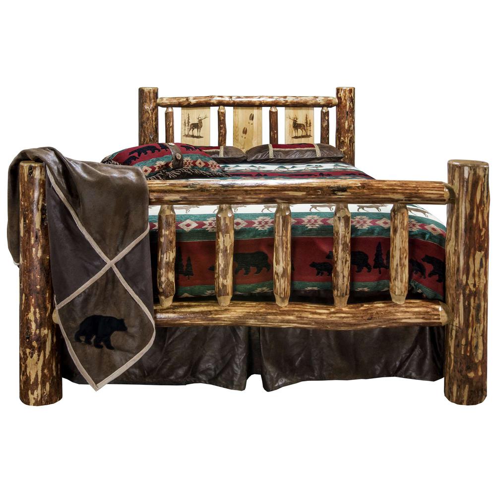 Glacier Country Collection California King Bed w/ Laser Engraved Elk Design. Picture 2
