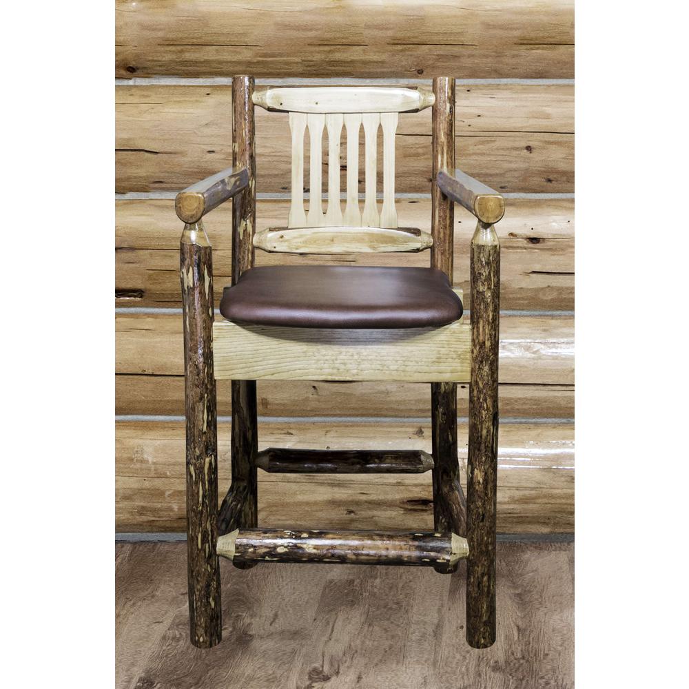 Glacier Country Collection Counter Height Captain's Barstool - Saddle Upholstery. Picture 2