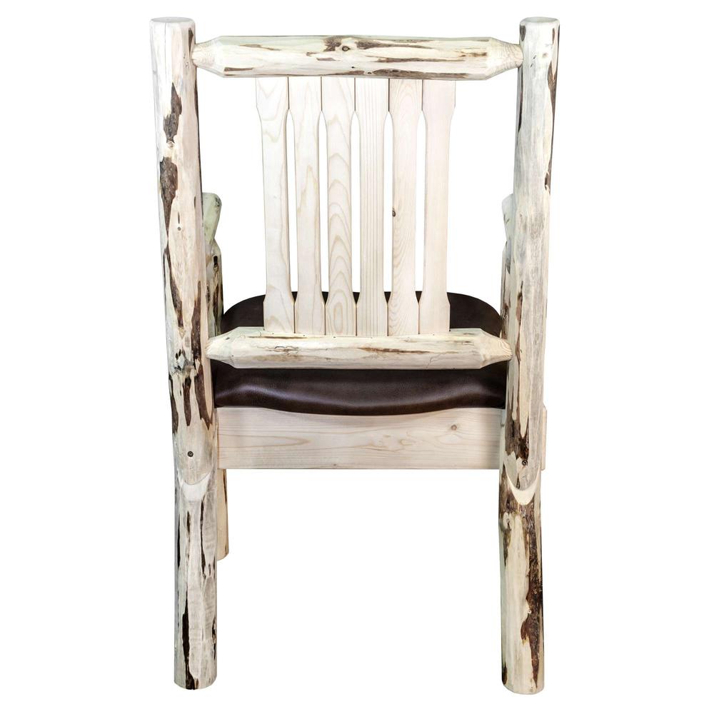 Montana Collection Captain's Chair, Clear Lacquer Finish w/ Upholstered Seat, Saddle Pattern. Picture 5
