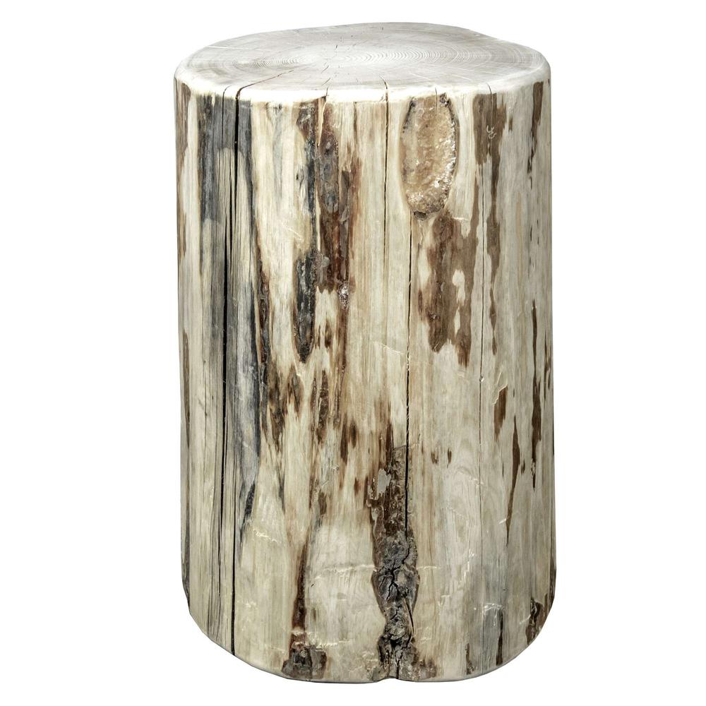 Montana Collection Cowboy Stump, 25" High Occasional Table, Clear Lacquer Finish. Picture 1