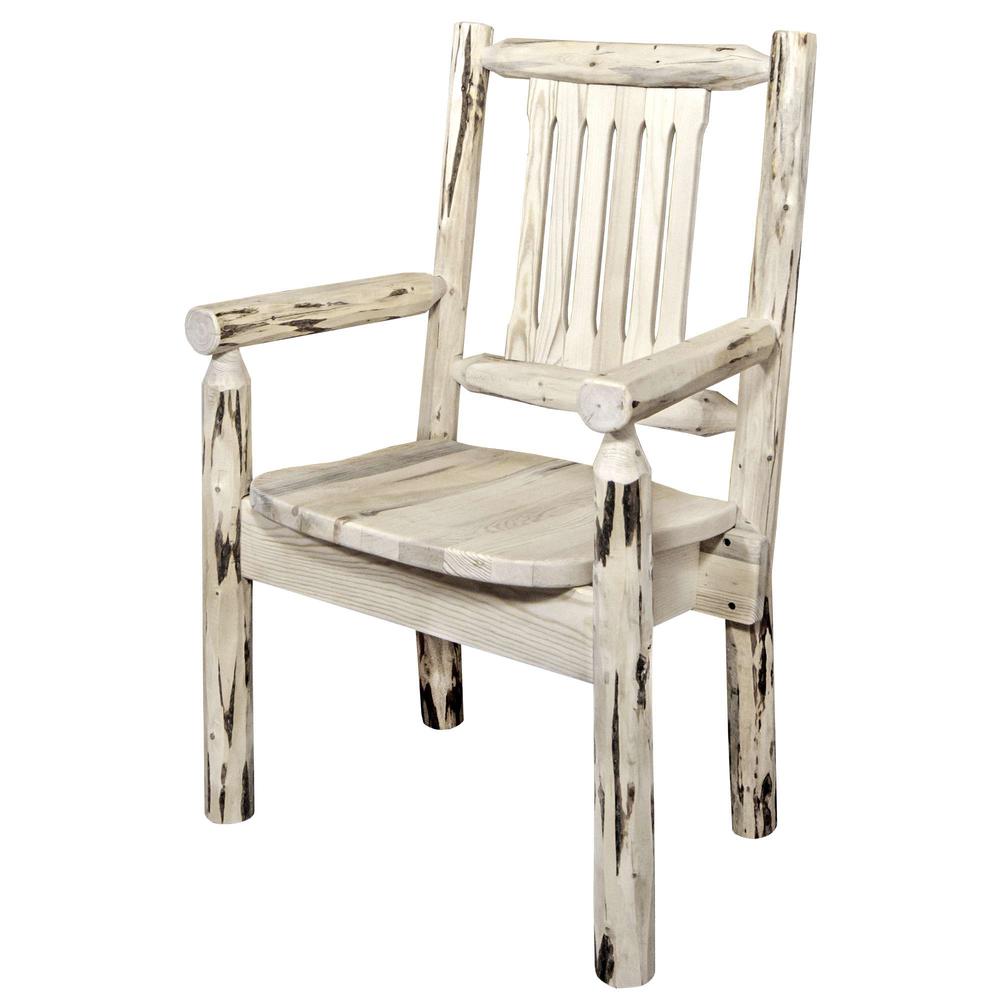 Montana Collection Captain's Chair, Clear Lacquer Finish w/ Ergonomic Wooden Seat. Picture 3
