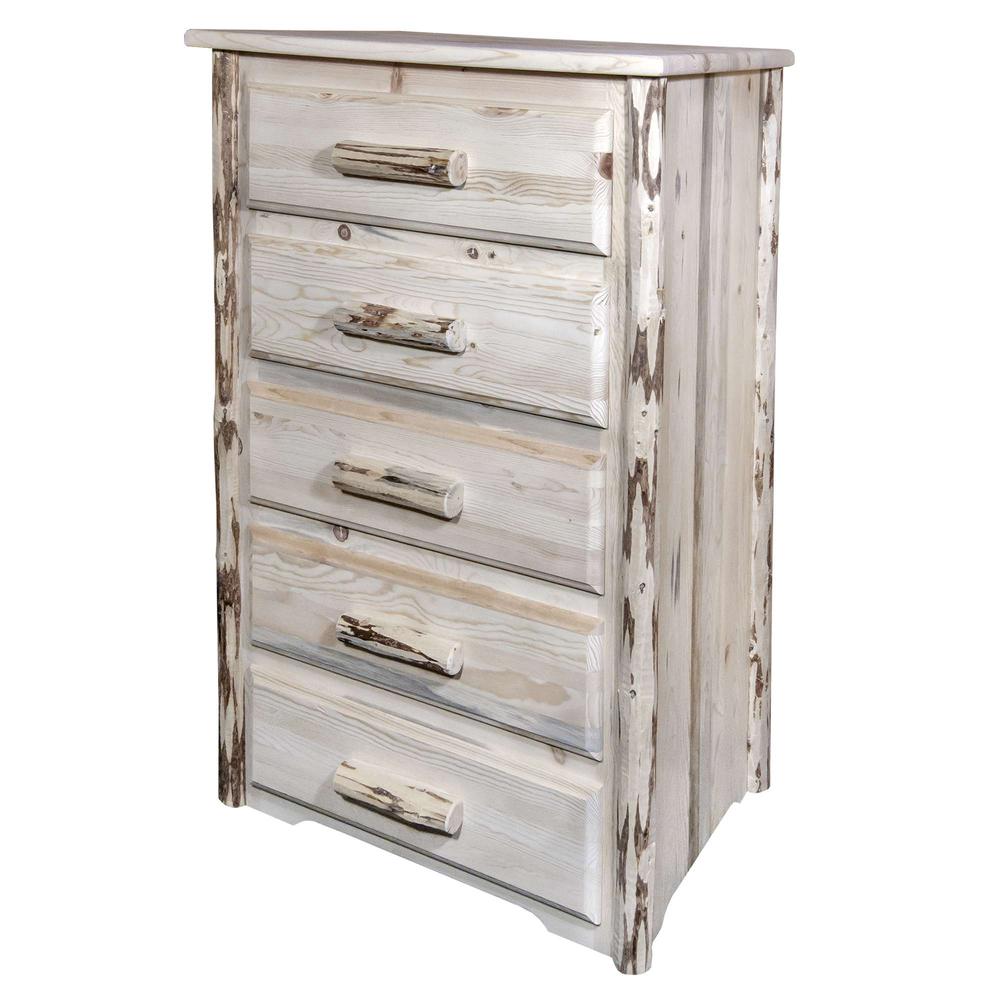 Montana Collection 5 Drawer Chest of Drawers, Clear Lacquer Finish. Picture 3