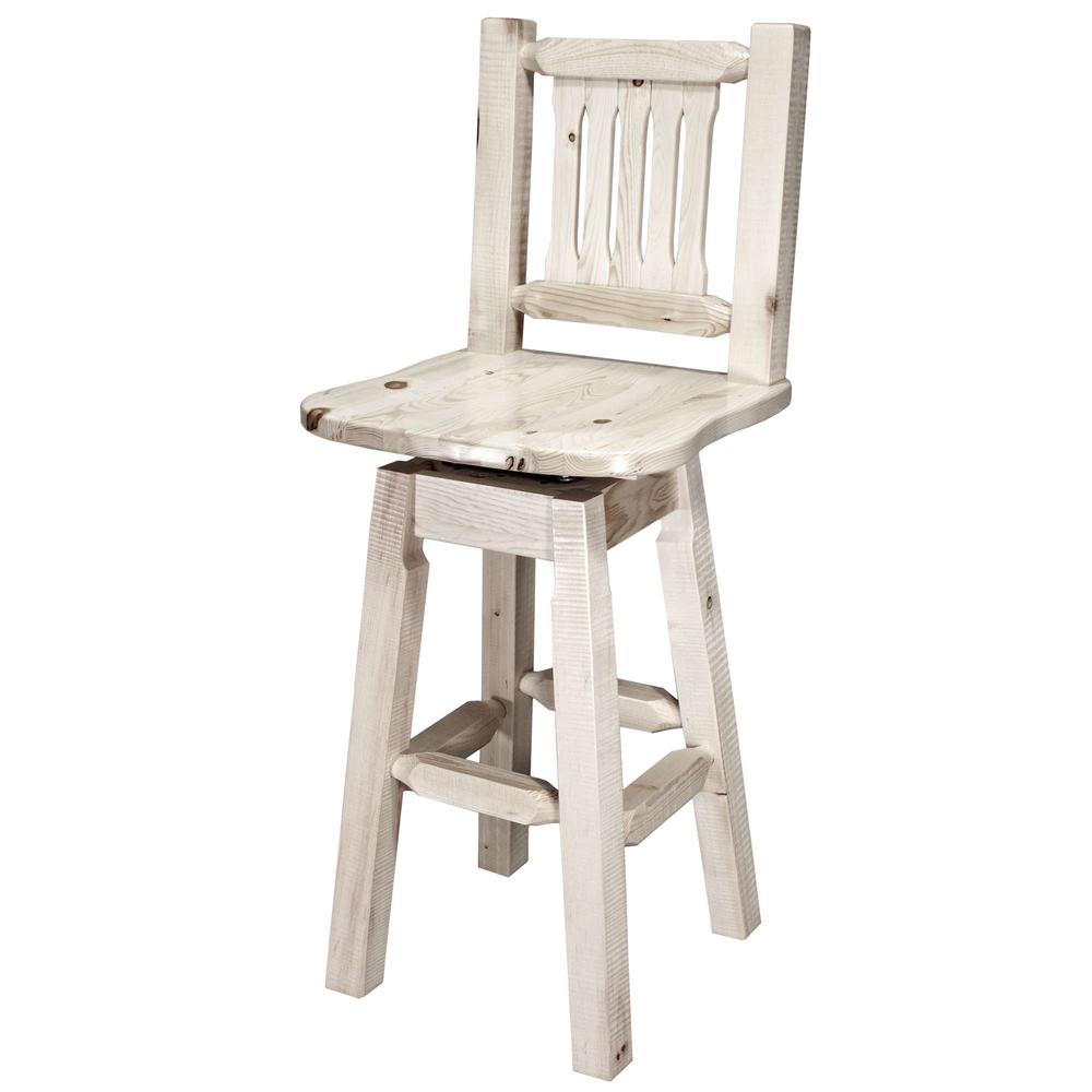 Homestead Collection Barstool w/ Back & Swivel, Clear Lacquer Finish. Picture 2