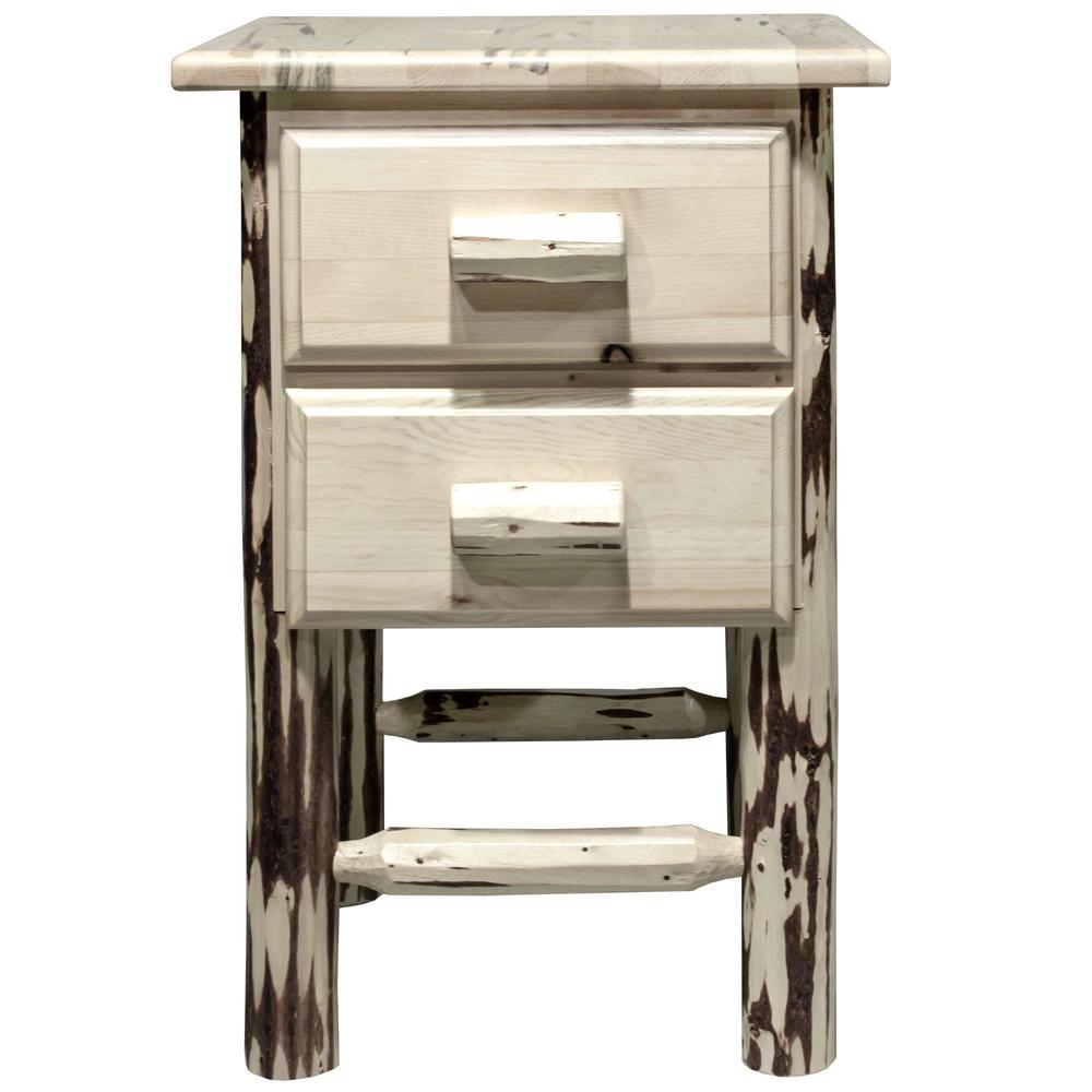 Montana Collection Nightstand with 2 Drawers, Clear Lacquer Finish. Picture 2