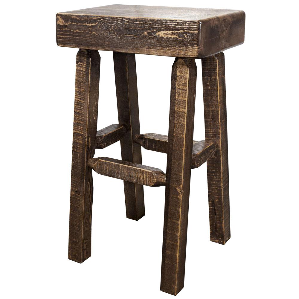 Homestead Collection Counter Height Half Log Barstool, Stain & Lacquer Finish. Picture 2