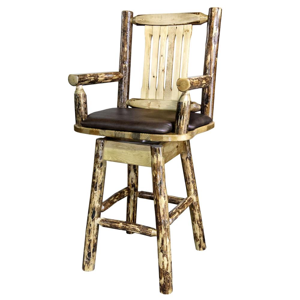 Glacier Country Collection Counter Height Swivel Captain's Barstool - Saddle Upholstery. Picture 3