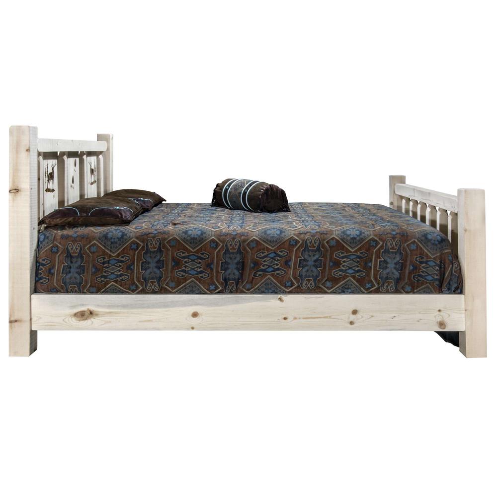 Homestead Collection Full Bed w/ Laser Engraved Elk Design, Clear Lacquer Finish. Picture 4