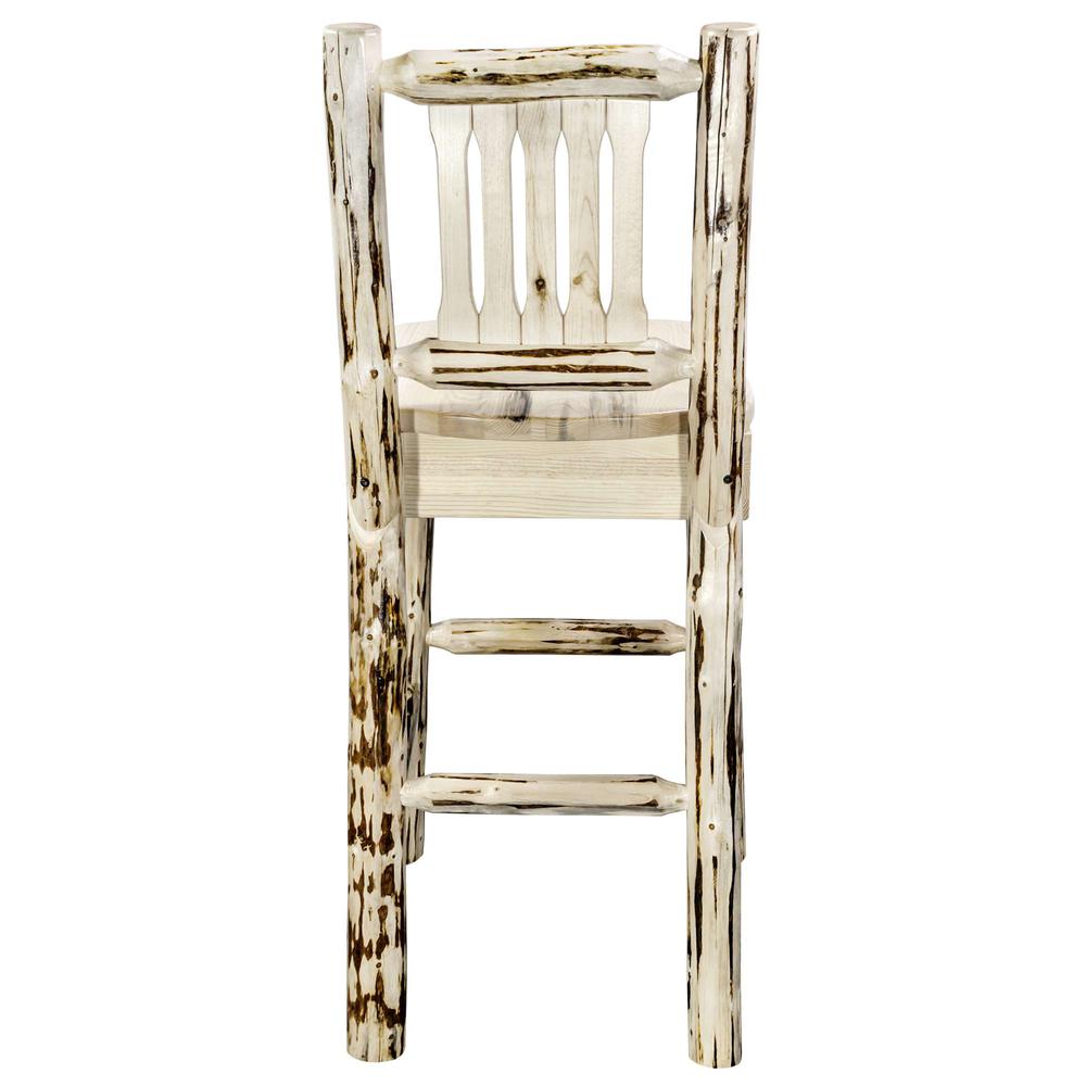 Montana Collection Barstool w/ Back, Clear Lacquer Finish, Ergonomic Wooden Seat. Picture 5