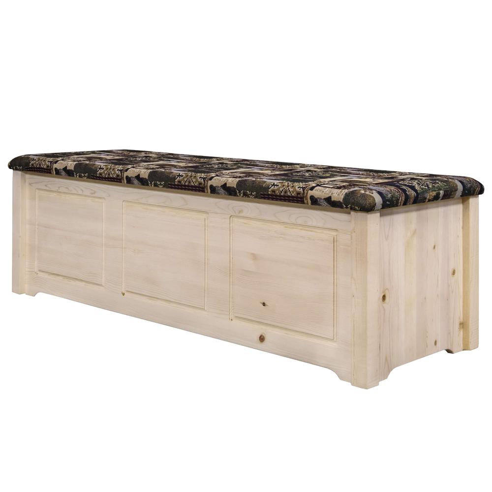 Homestead Collection Blanket Chest, Woodland Upholstery, Clear Lacquer Finish. Picture 3