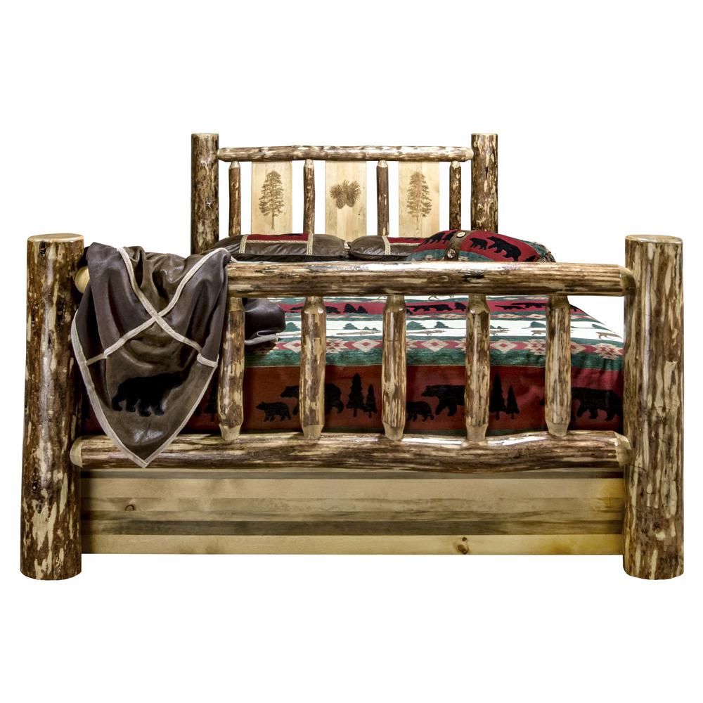 Glacier Country Collection Full Storage Bed w/ Laser Engraved Pine Design. Picture 2