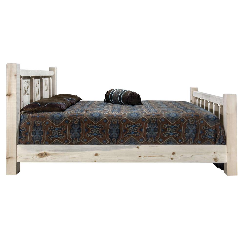 Homestead Collection Twin Bed w/ Laser Engraved Bear Design, Clear Lacquer Finish. Picture 4
