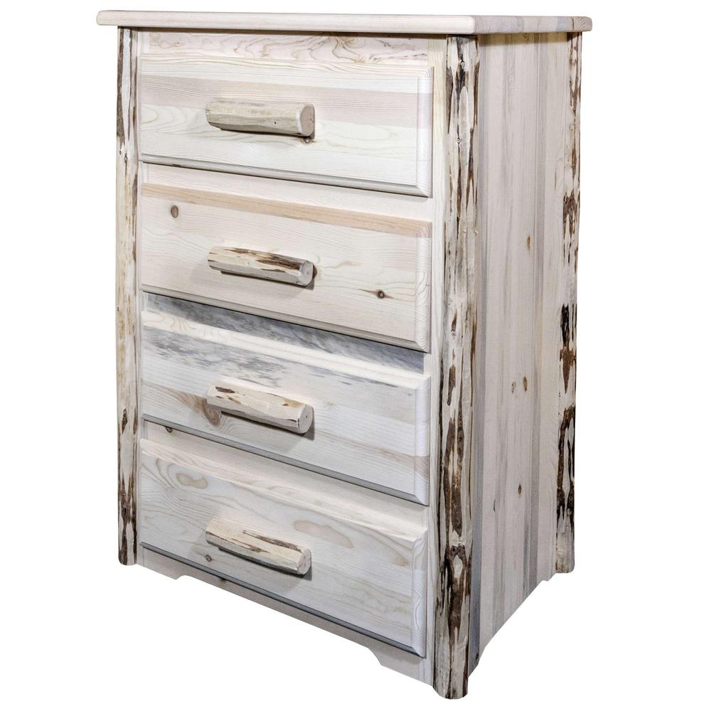 Montana Collection 4 Drawer Chest of Drawers, Clear Lacquer Finish. Picture 3