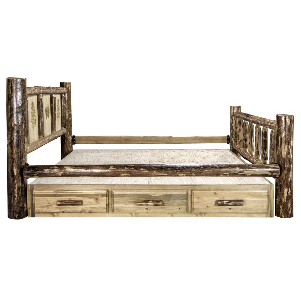 Glacier Country Collection Full Storage Bed w/ Laser Engraved Pine Design. Picture 8