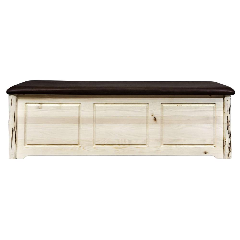 Montana Collection Blanket Chest, Saddle Upholstery, Clear Lacquer Finish. Picture 2