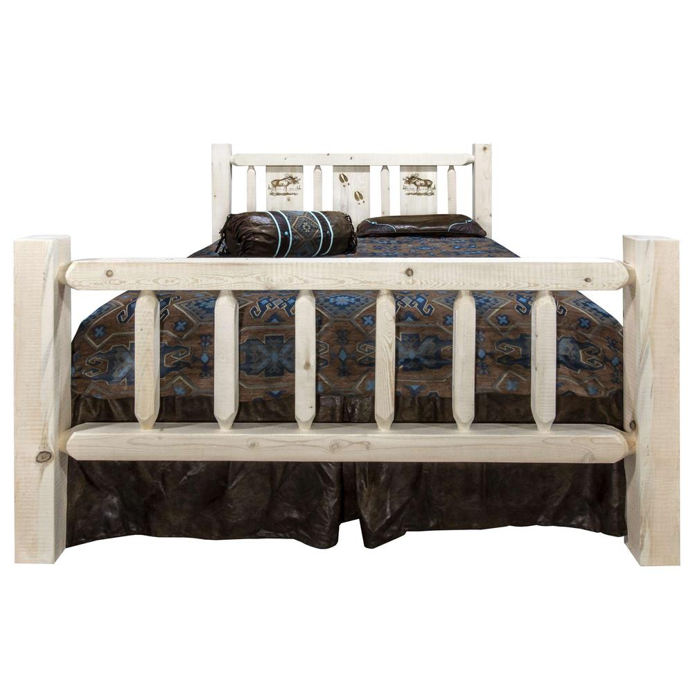 Homestead Collection Twin Bed w/ Laser Engraved Moose Design, Clear Lacquer Finish. Picture 2