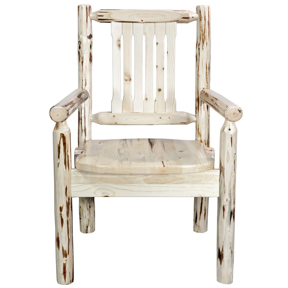 Montana Collection Captain's Chair, Clear Lacquer Finish w/ Ergonomic Wooden Seat. Picture 2