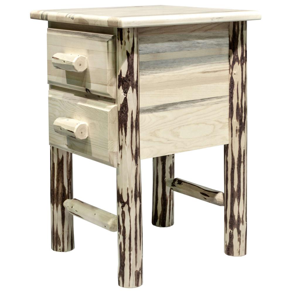 Montana Collection Nightstand with 2 Drawers, Clear Lacquer Finish. Picture 3