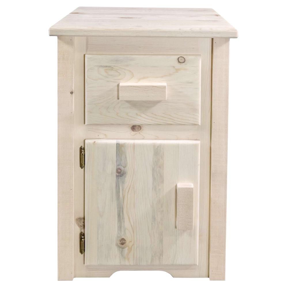 Homestead Collection End Table w/ Drawer & Door, Left Hinged, Clear Lacquer Finish. Picture 2