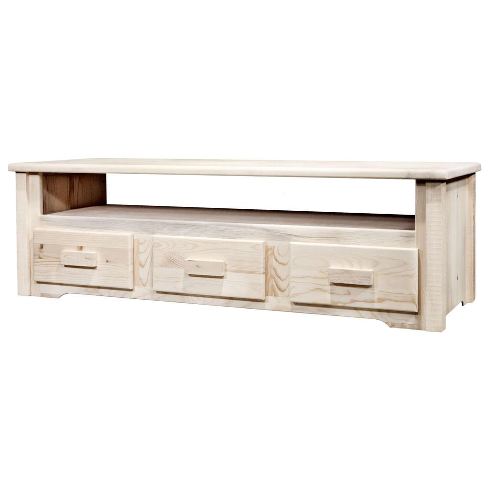 Homestead Collection Sitting Chest/Entertainment Center, Clear Lacquer Finish. Picture 3
