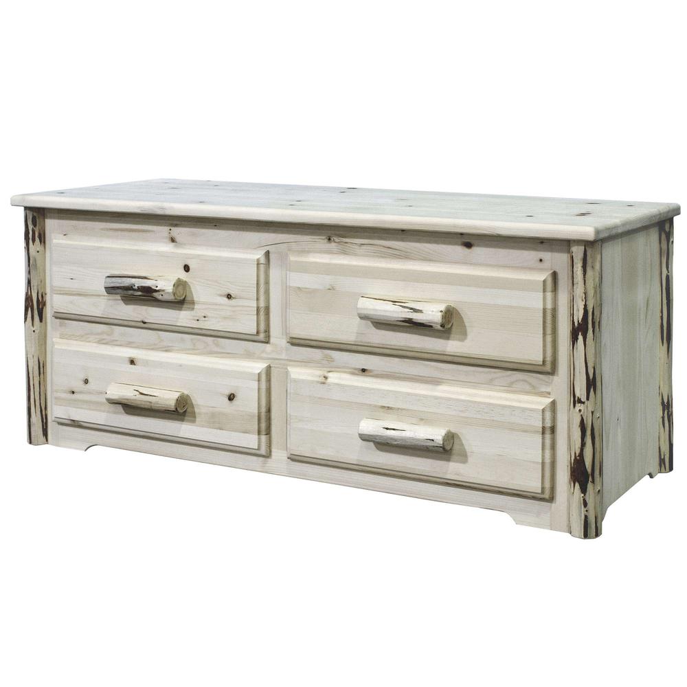 Montana Collection 4 Drawer Sitting Chest, Clear Lacquer Finish. Picture 3