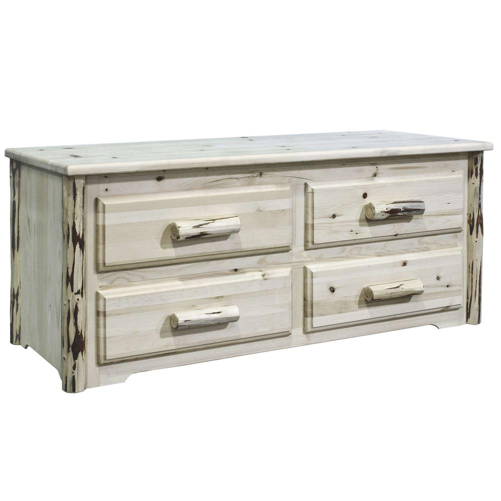 Montana Collection 4 Drawer Sitting Chest, Clear Lacquer Finish. Picture 1