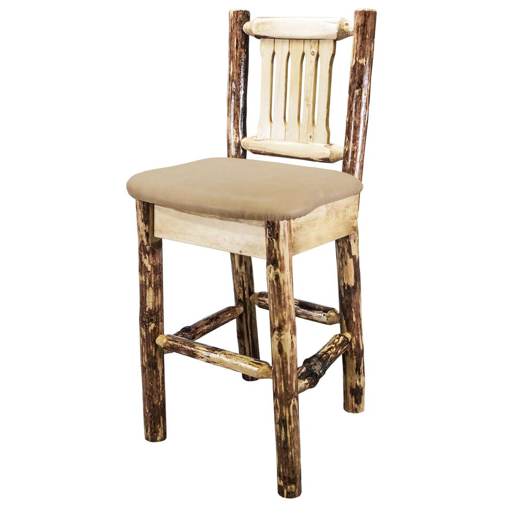 Glacier Country Collection Counter Height Barstool w/ Back - Buckskin Upholstery. Picture 2