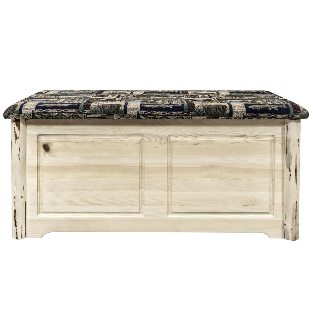 Montana Collection Small Blanket Chest, Woodland Upholstery, Clear Lacquer Finish. Picture 2