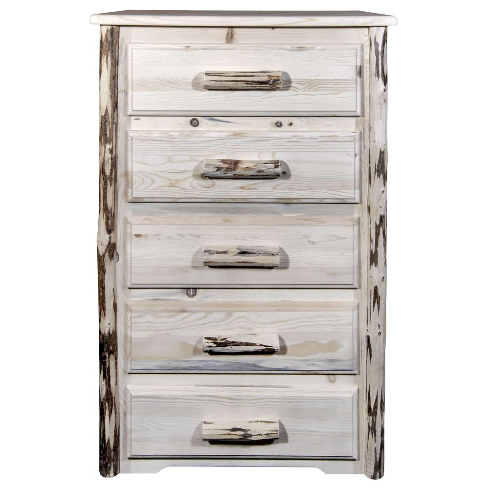 Montana Collection 5 Drawer Chest of Drawers, Clear Lacquer Finish. Picture 2