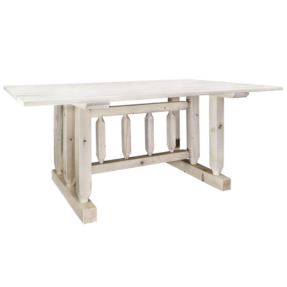 Homestead Collection Trestle Based Dining Table, Clear Lacquer Finish. Picture 1