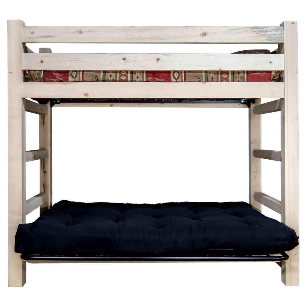 Homestead Collection Twin Bunk Bed over Full Futon Frame w/ Mattress. Picture 3