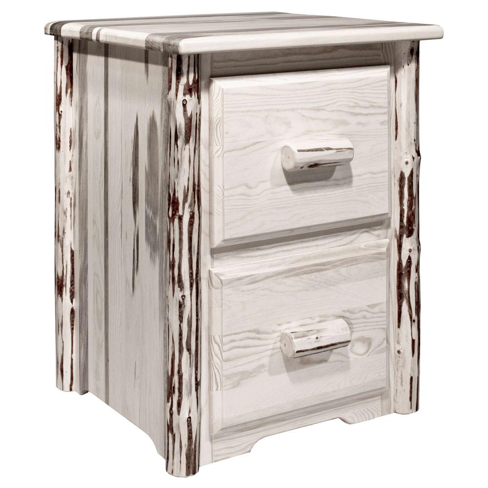 Montana Collection 2 Drawer File Cabinet, Clear Lacquer Finish. Picture 1