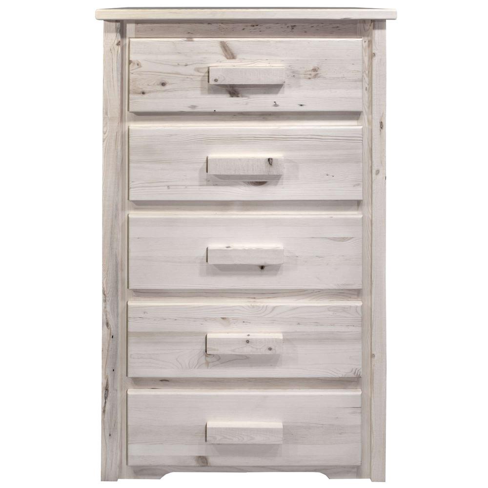 Homestead Collection 5 Drawer Chest of Drawers, Clear Lacquer Finish. Picture 2