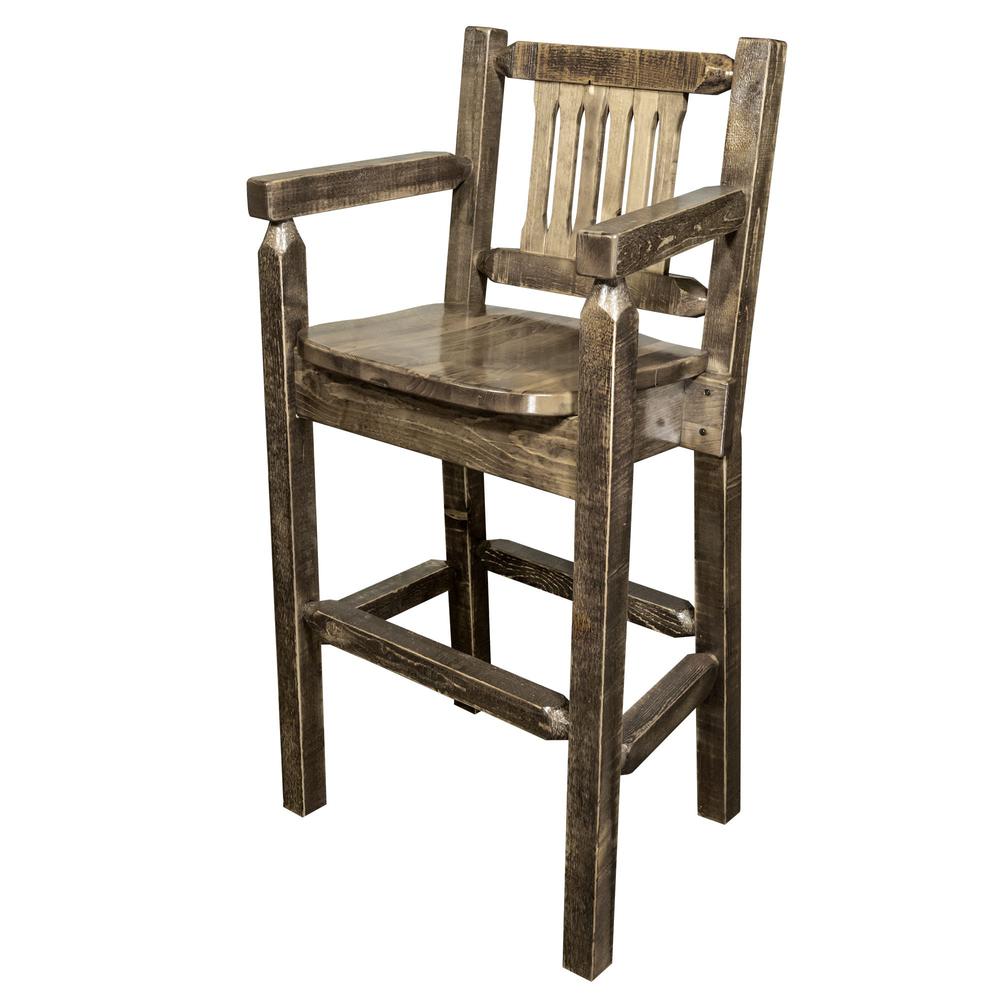 Homestead Collection Counter Height Captain's Barstool, Stain & Lacquer Finish. Picture 2