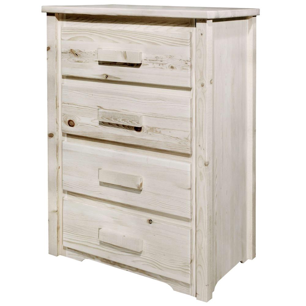 Homestead Collection 4 Drawer Chest of Drawers, Clear Lacquer Finish. Picture 3