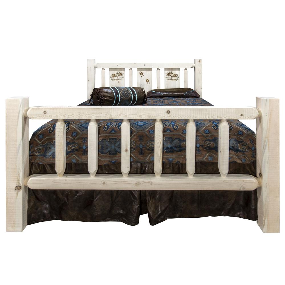 Homestead Collection Full Bed w/ Laser Engraved Moose Design, Clear Lacquer Finish. Picture 2