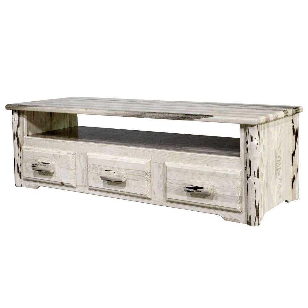 Montana Collection Sitting Chest/Entertainment Center, Clear Lacquer Finish. Picture 3