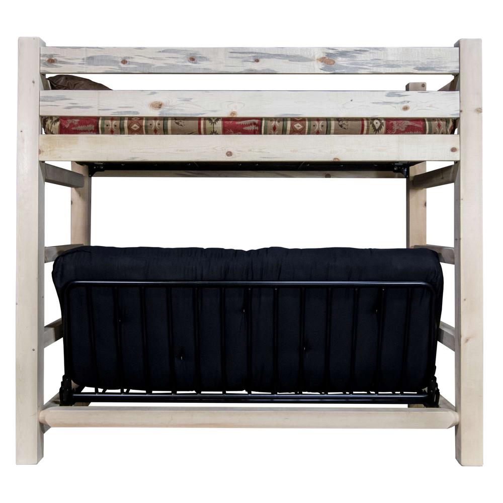 Homestead Collection Twin Bunk Bed over Full Futon Frame w/ Mattress. Picture 6