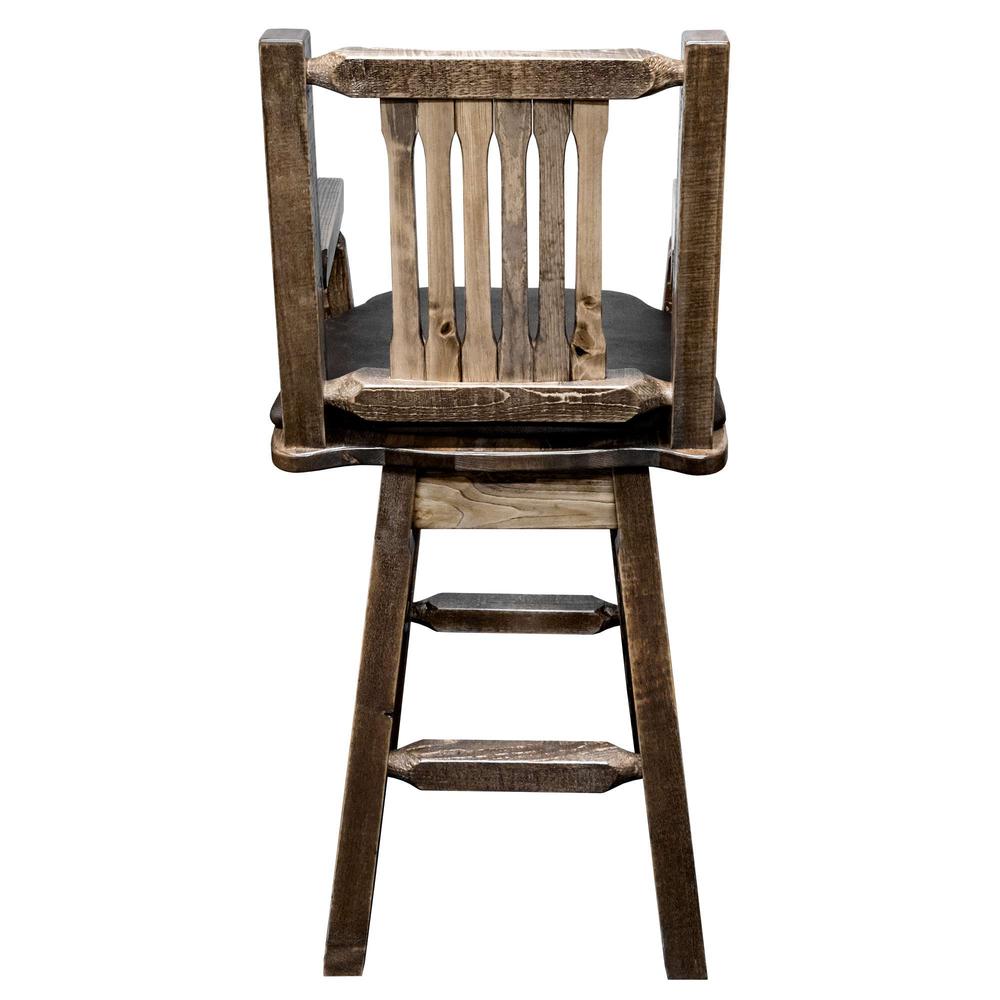 Homestead Collection Counter Height Swivel Captain's Barstool - Saddle Upholstery, Stain & Lacquer Finish. Picture 5