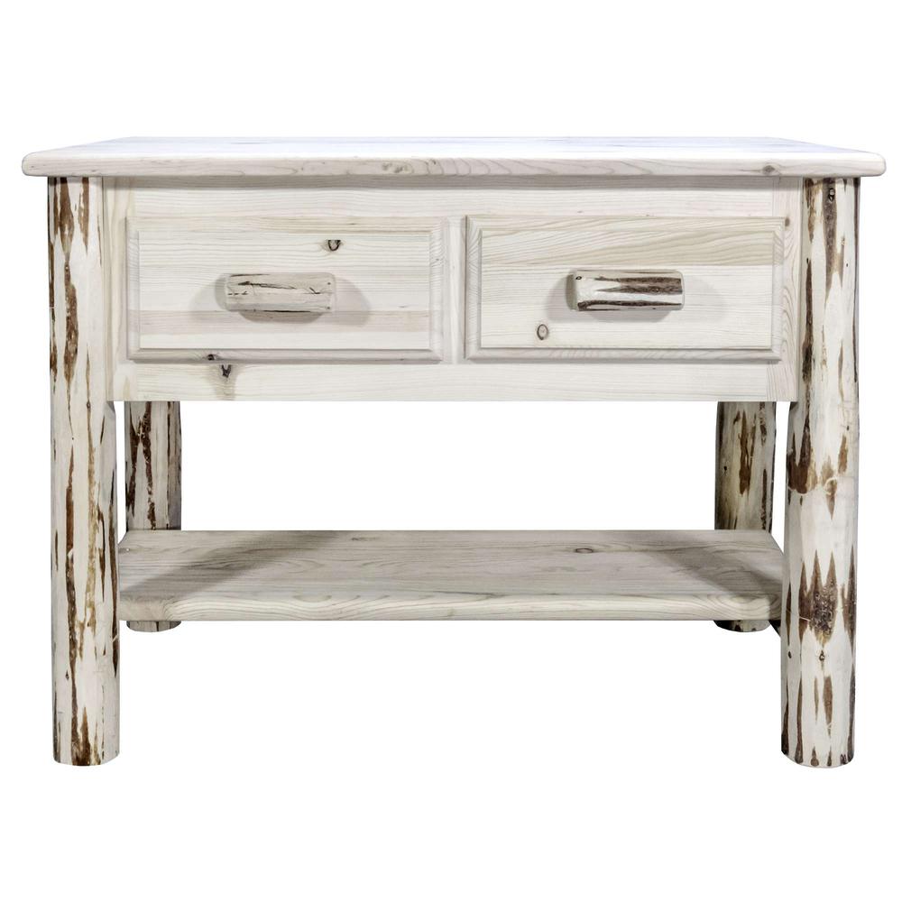 Montana Collection Console Table w/ 2 Drawers, Clear Lacquer Finish. Picture 2