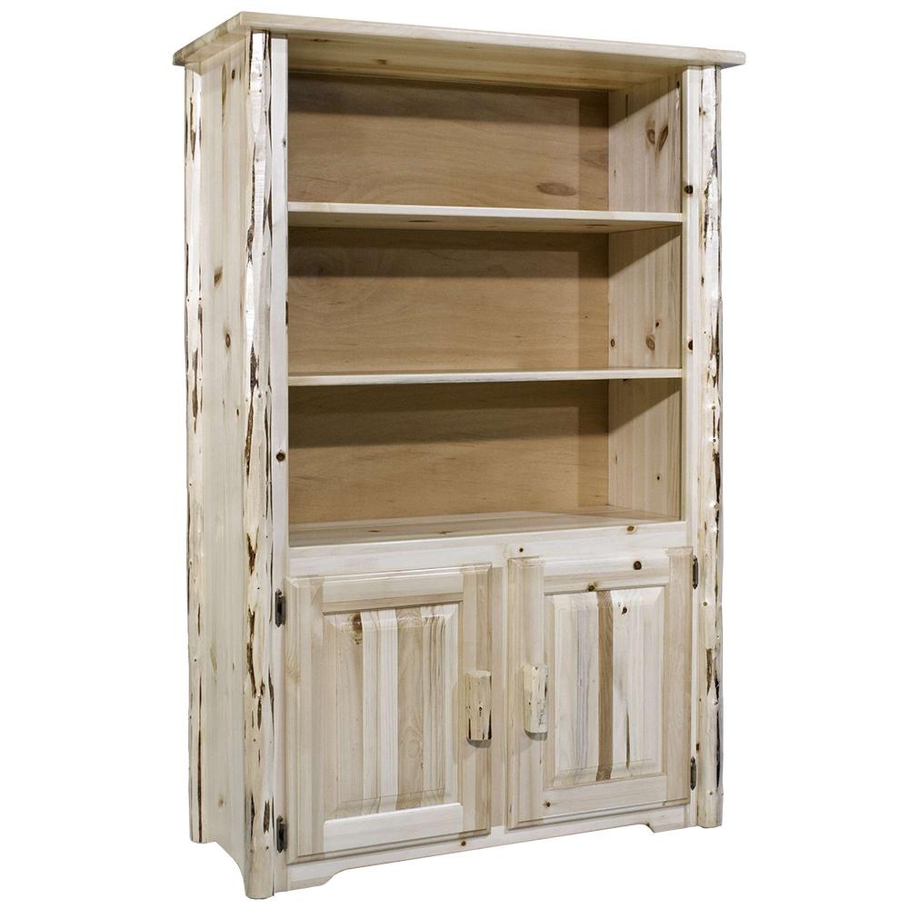 Montana Collection Bookcase with Storage, Clear Lacquer Finish. Picture 1