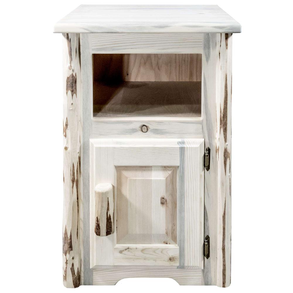 Montana Collection End Table w/ Door, Right Hinged, Clear Lacquer Finish. Picture 2