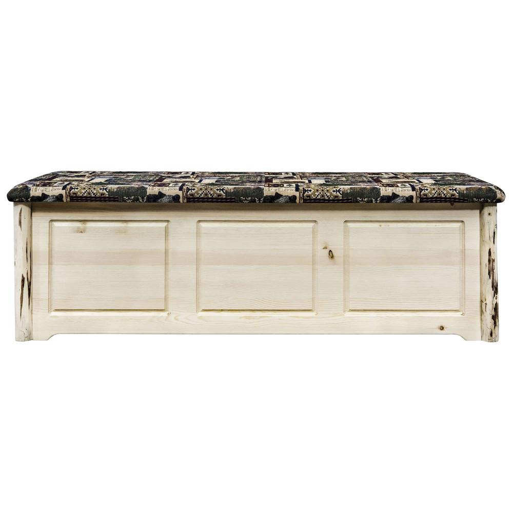 Montana Collection Blanket Chest, Woodland Upholstery, Clear Lacquer Finish. Picture 2