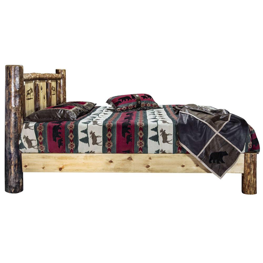 Glacier Country Collection Full Platform Bed w/ Laser Engraved Moose Design. Picture 4