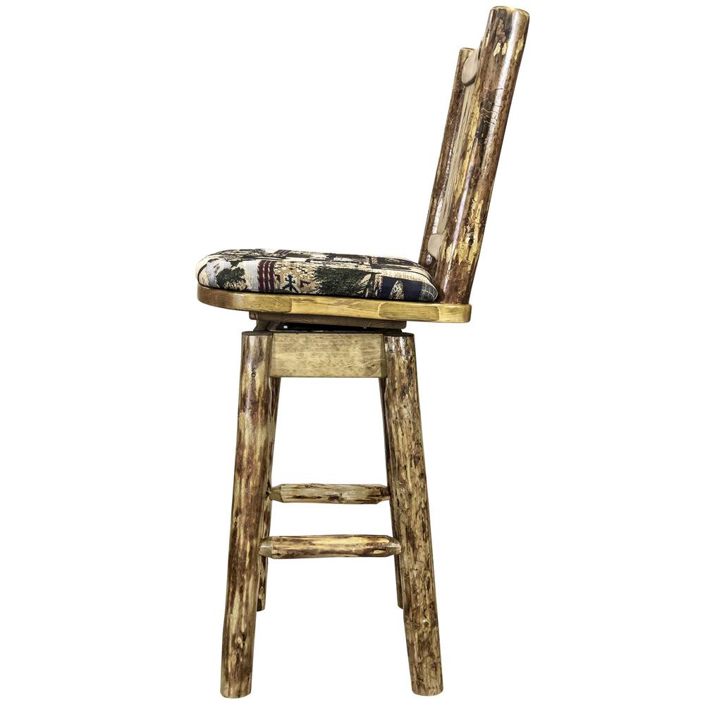 Glacier Country Collection Counter Height Barstool w/ Back & Swivel - Woodland Upholstery. Picture 3